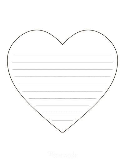 printable heart template  lines  writing printable templates
