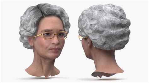 Asian Grandma Head Wearing Glasses 3d Model 79 Gltf Obj Ma Max