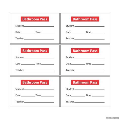 printable bathroom pass template printable templates