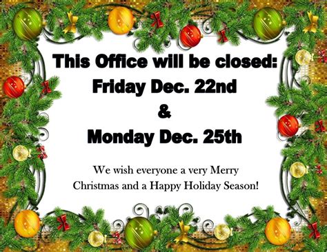 business office closed  holiday message template