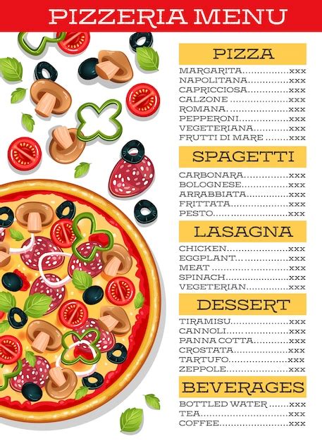 vector pizza menu template