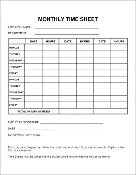 time card template     blank timesheets