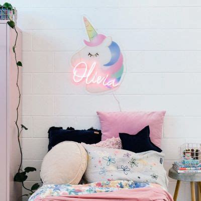 unicorn neon sign light  wall art  childs bedroom