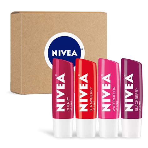 nivea lip care fruit variety pack tinted lip balm  beautiful soft lips pack