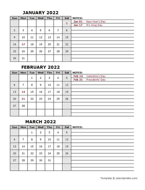 quarterly calendar  holidays  printable templates