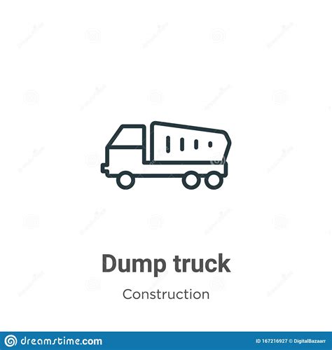 dump truck outline vector icon thin  black dump truck icon flat