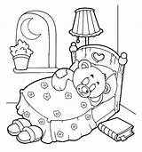 Coloring Pages Night Sleep Party Teddy Sleepover Bear Goodnight Time Pajama Sleeping Tight Starry Color Bed Printable Drawing Holidays Good sketch template