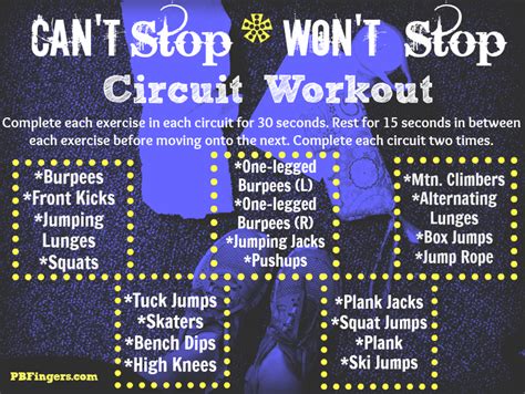 stop wont stop circuit workout peanut butter fingers