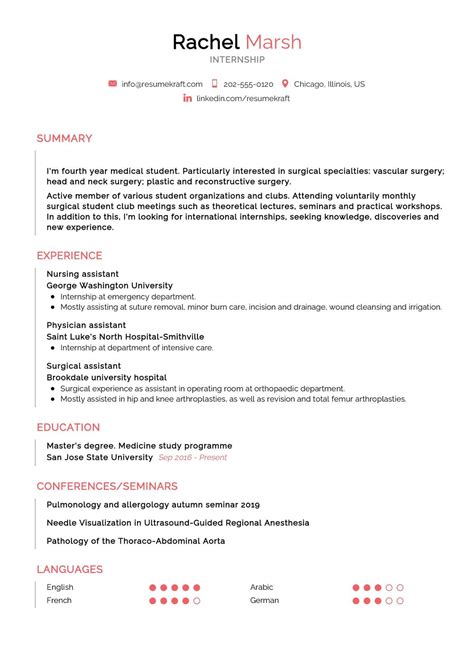 internship resume sample  writing guide tips resumekraft