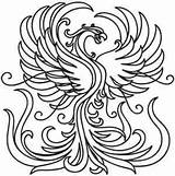 Phoenix Coloring Pages Embroidery Bird Tattoo Drawing Dragon Fiery Patterns Designs Rising Urban Printable Threads Hand Sheets Leather Outline Adult sketch template