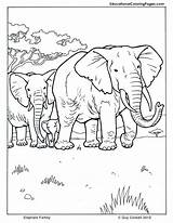 Coloring Pages Animal Family Elephant Mammals Mammal Printable Kids Book Drawing Print Animals Fun Educational Designlooter Comments Drawings Three Horses sketch template