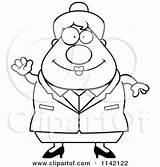 Clipart Waving Cartoon Happy Chubby Lady Business Cory Thoman Outlined Coloring Vector Boss Royalty Regarding Notes Clipartof sketch template