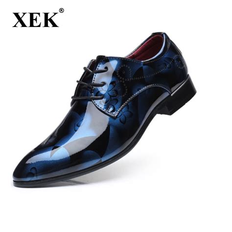 Xek Men Dress Shoes Floral Pattern Men Formal Shoes Leather Luxury
