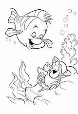 Mermaid Coloring Sebastian Pages Little Flounder Disney Ariel Dora Drawings Drawing Simple Kids Sheets Print Colouring Color Printable Characters Book sketch template