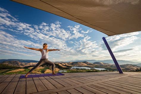 find  om   yoga platform overlooking  lake okanagan bucketlist