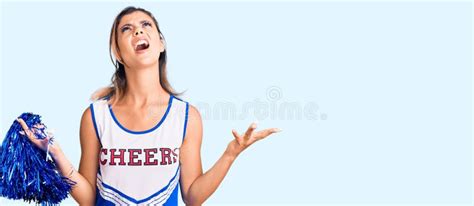 cheerleader yelling through a megaphone stock image image of white