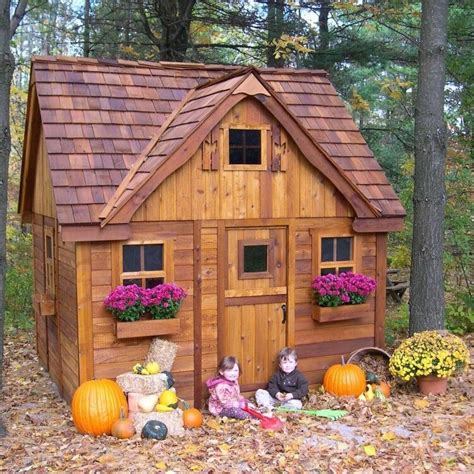 wooden cottage playhouse ft  ft red cedar precut  panelized  easy build permanent