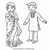 Colouring Indian Coloring Pages Children India Kids Around Diwali Girl Traditional Saree Activities Activity Sheets Costume Village Thinking Activityvillage Crafts sketch template
