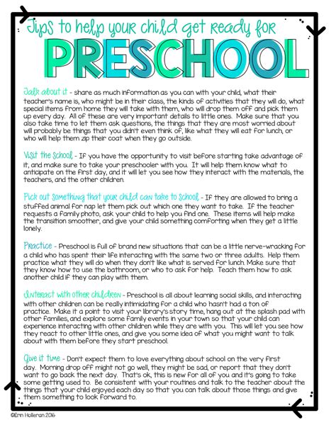 tips  parents  children starting preschool preschool set