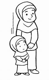 Mewarnai Kartun Muslimah Berhijab Sumber sketch template