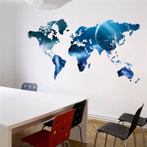 living room removable wall decor  mural world map decal  wall nursery  peel  stick