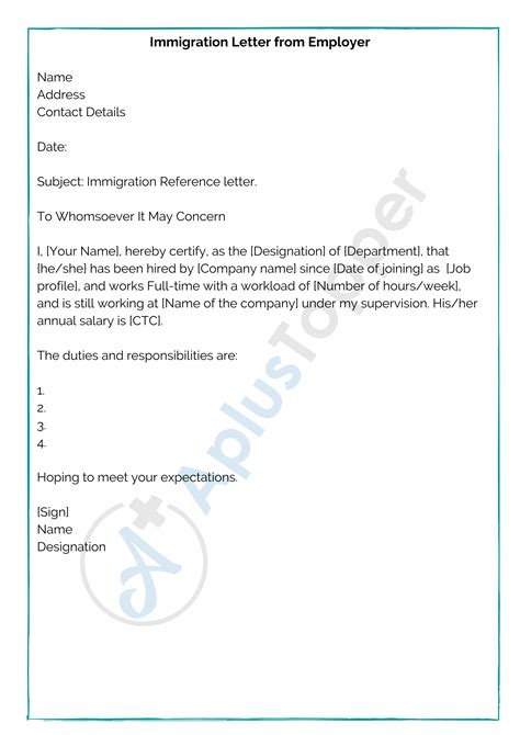 immigration letter format templates   write  immigration
