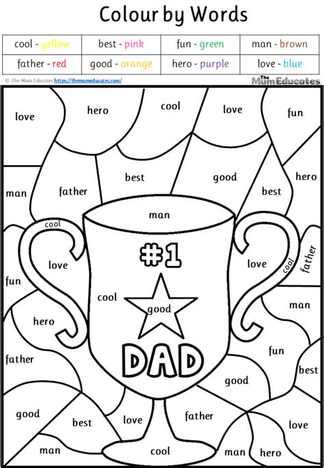 fathers day colour  word colouring sheets  printable