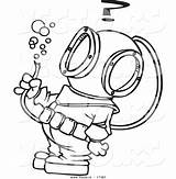 Diver Scuba Bubbles Toonaday Diving sketch template