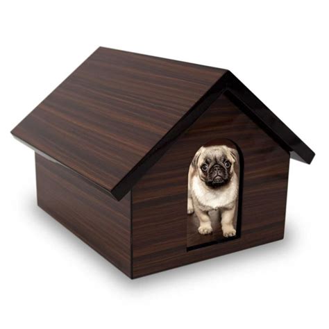 dog house cremation keepsake box brown   wood pet urn pet