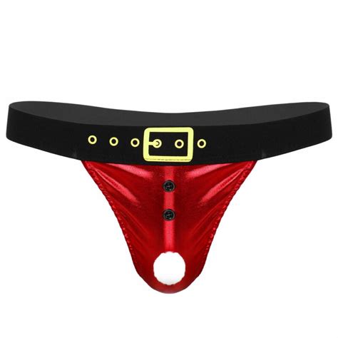 sexy men thongs g string briefs fur trim christmas santa bikini party