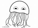 Jellyfish Cartoon Coloring Clip Pages Printable Kids sketch template
