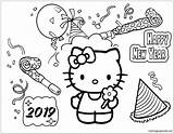 Year Kitty Hello Happy Pages Coloring Color Online sketch template