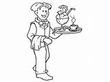 Mesero Waiter Chef Colorea Camarero Profesiones Trabajos Infantil sketch template
