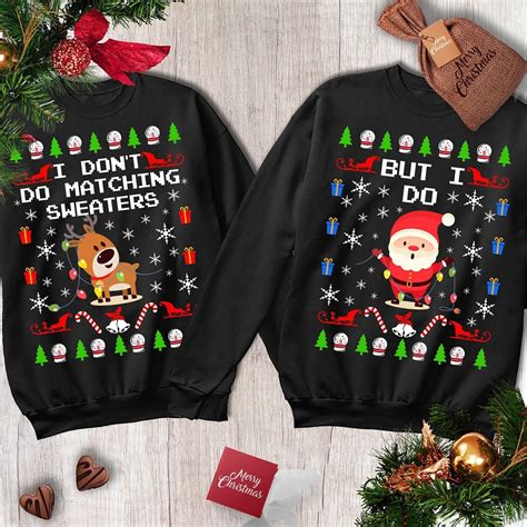 couples ugly christmas sweater i don t do matching