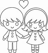 Kids Valentines Clip Colorable Coloring Valentine Sweetclipart sketch template