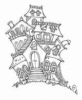 Doodle Halloween Coloring Pages Doodles House Category Scary Creepy sketch template
