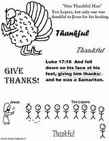 Lepers Coloring Ten Thankful Thanksgiving Man Sunday School sketch template