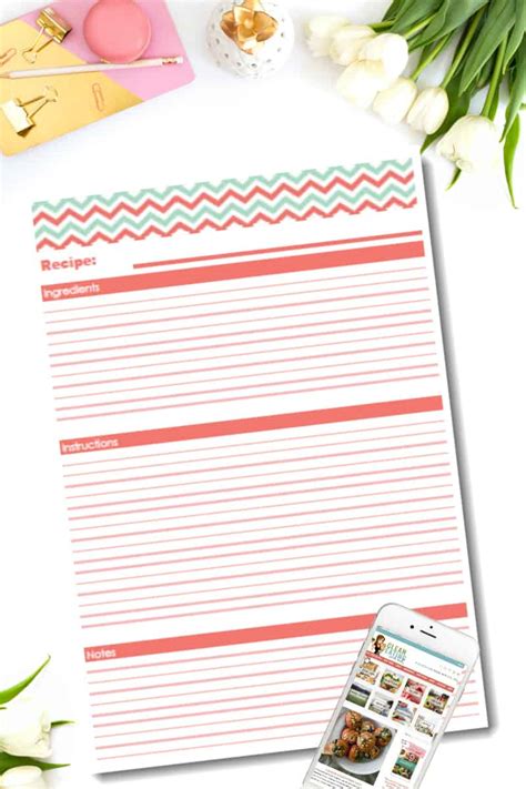 printable  page recipe template clean eating  kids