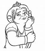 Shrek Fiona Coloring Pages Princess sketch template
