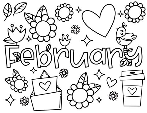 february coloring page english  spanish crafts  seniors senior