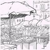 Market Farmers Vegetables Illustration Stock Vector Coloring Pages Depositphotos Sketch Farm Organic Cartoon Vintage Vectors Illustrations Template Royalty sketch template