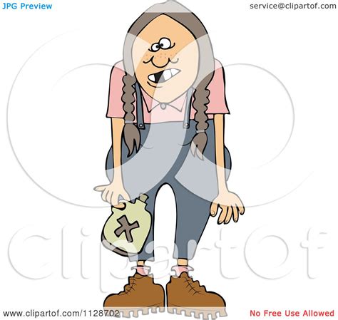 Cartoon Of A Redneck Hillbilly Woman With Braids Royalty