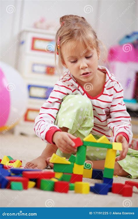 child playing  bricks stock image image  assiduous