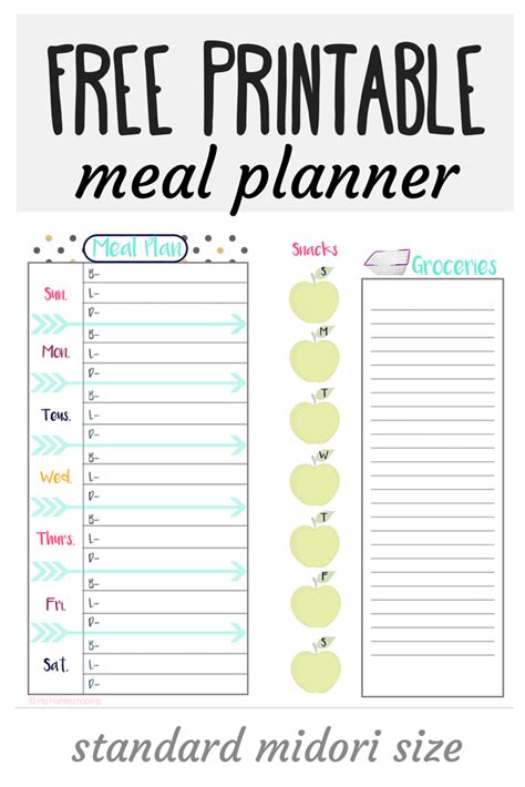 check    meal planner  grocery list midori insert