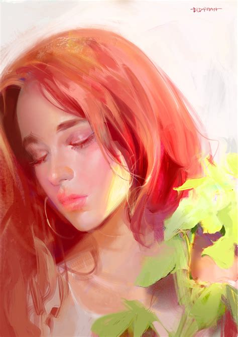 Wallpaper Redhead Women Portrait Artwork Face Closed Eyes