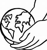 Coloring Globe Earth Hand Hold Wecoloringpage Getdrawings Holding Drawing sketch template