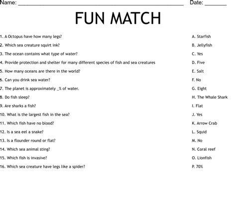 fun match worksheet wordmint