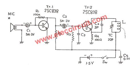 fm transmitter circuit  mhz eleccircuitcom