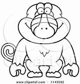 Baboon Monkey Cartoon Coloring Clipart Smiling Cory Thoman Outlined Vector Finger Graduation Holding Cap Wearing 2021 Clipartof sketch template