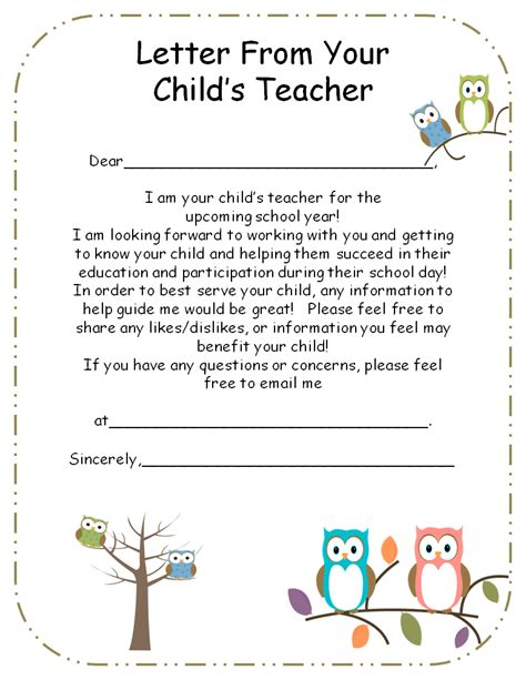 letter  teacher  parents editable ensenanza aprendizaje